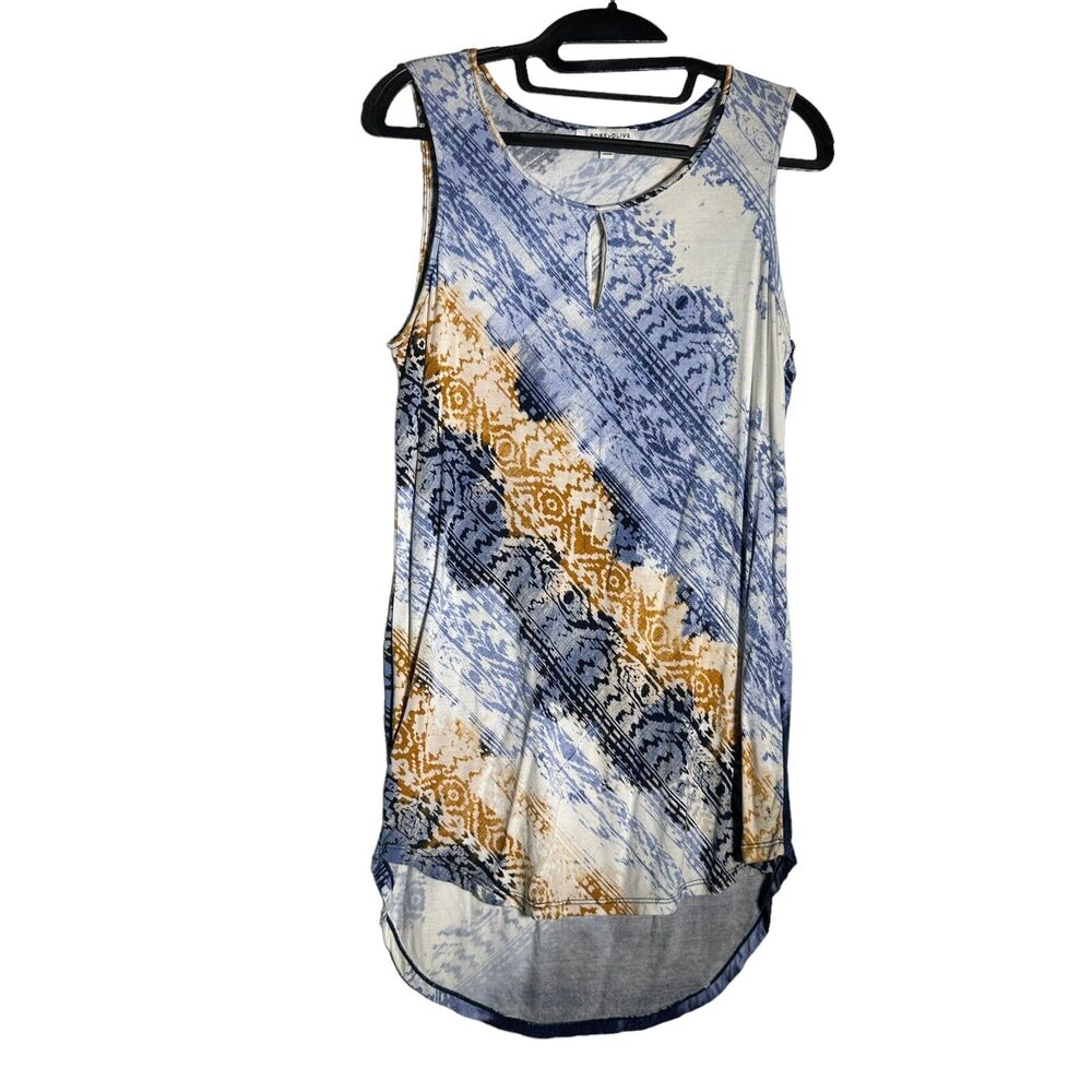 Rose + Olive Top Women's Size S Tunic Rayon Boho Batik Tie Dye